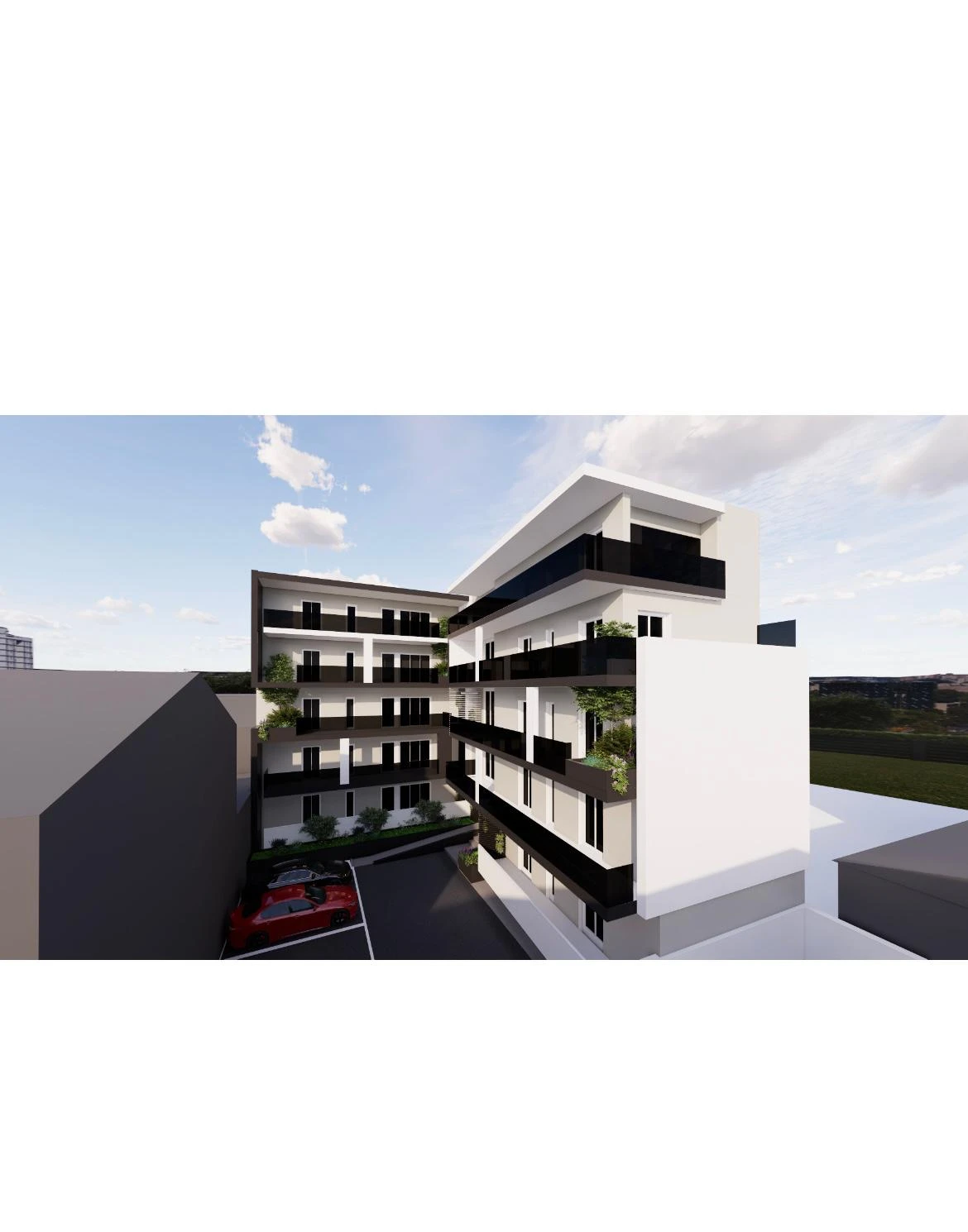 Vista del progetto residenziale — rendering